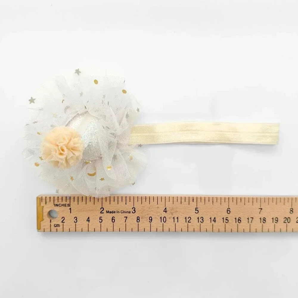 NWT Cute Princess Happy Birthday Hat Girls Hair Headband White & Gold Glitter